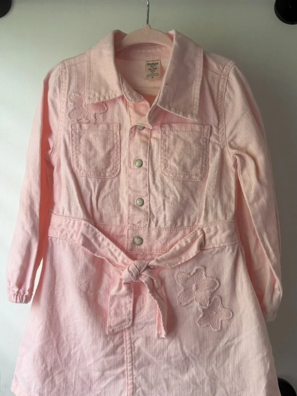 OshKosh Girls Pink Denim Shirt Dress – 3T – New Without Tags